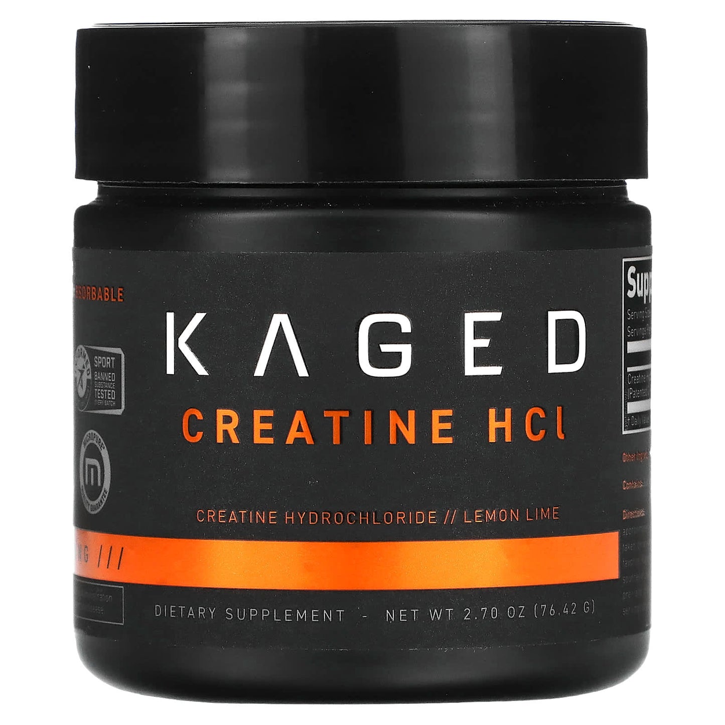 Kaged-Creatine HCl-Lemon Lime-2.7 oz (76.42 g)