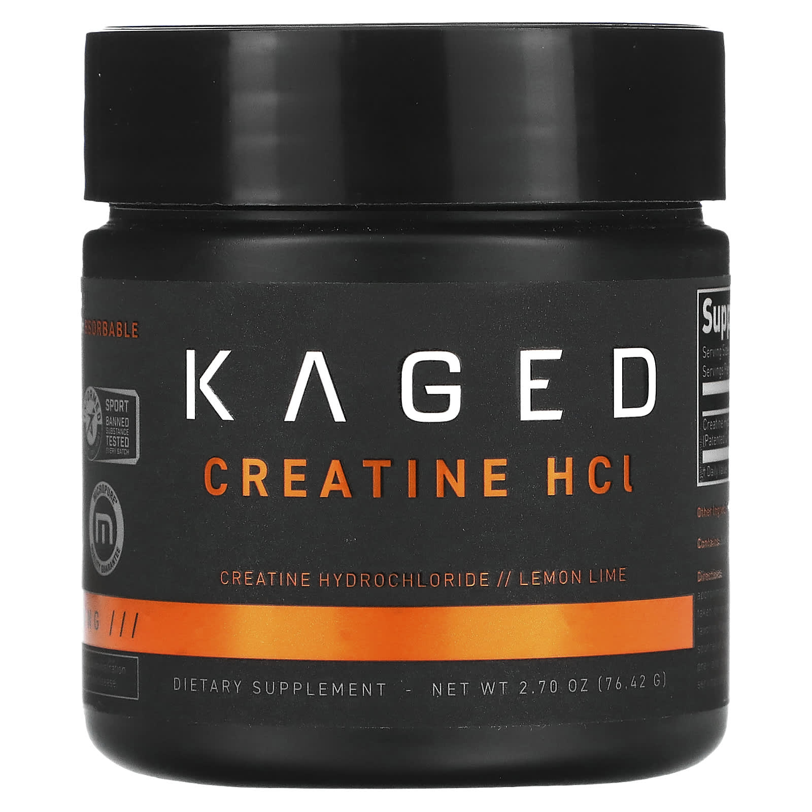 Kaged-Creatine HCl-Lemon Lime-2.7 oz (76.42 g)