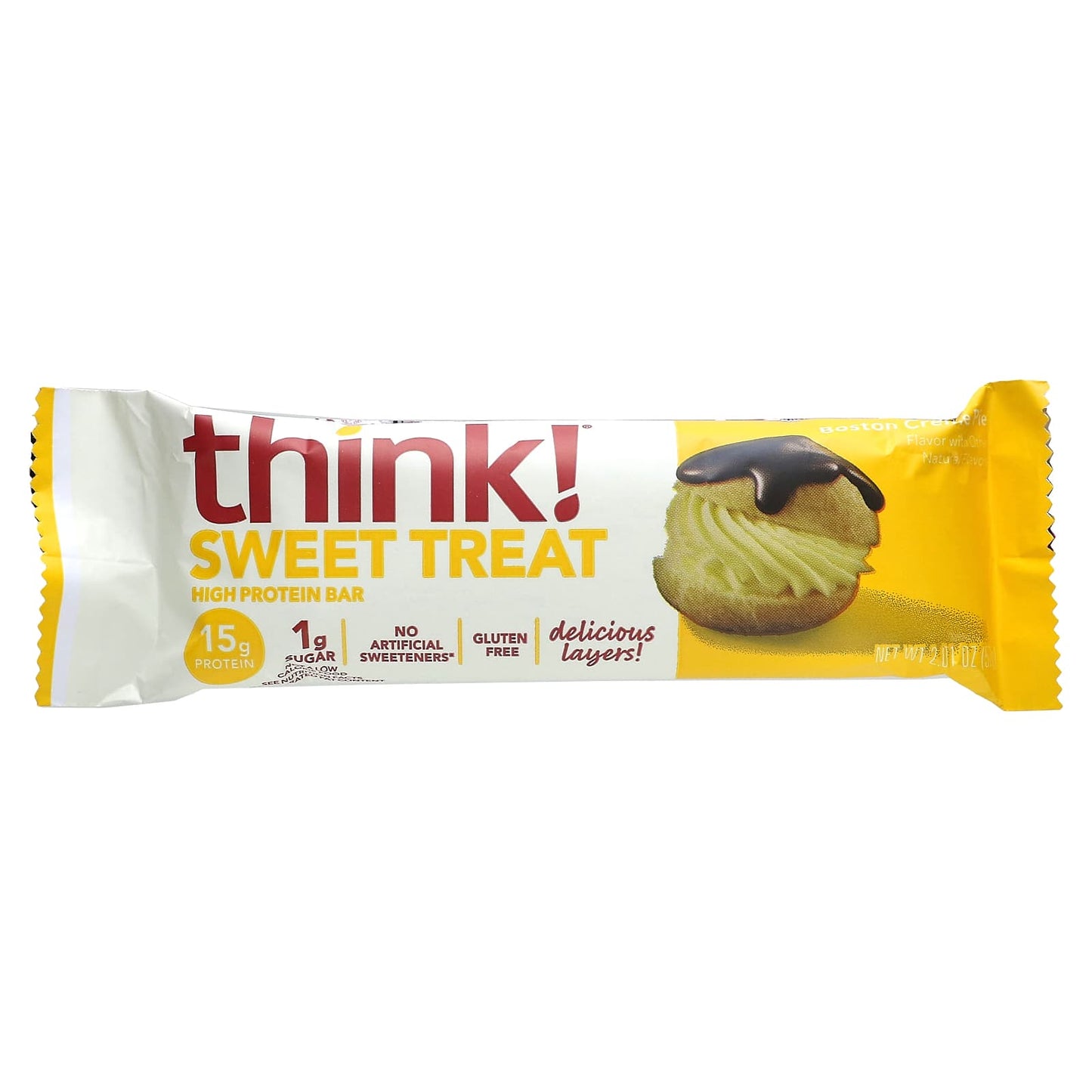 Think !, Sweet Treat, High Protein Bar, Boston Creme Pie, 10 Bars, 2.1 oz (57 g)