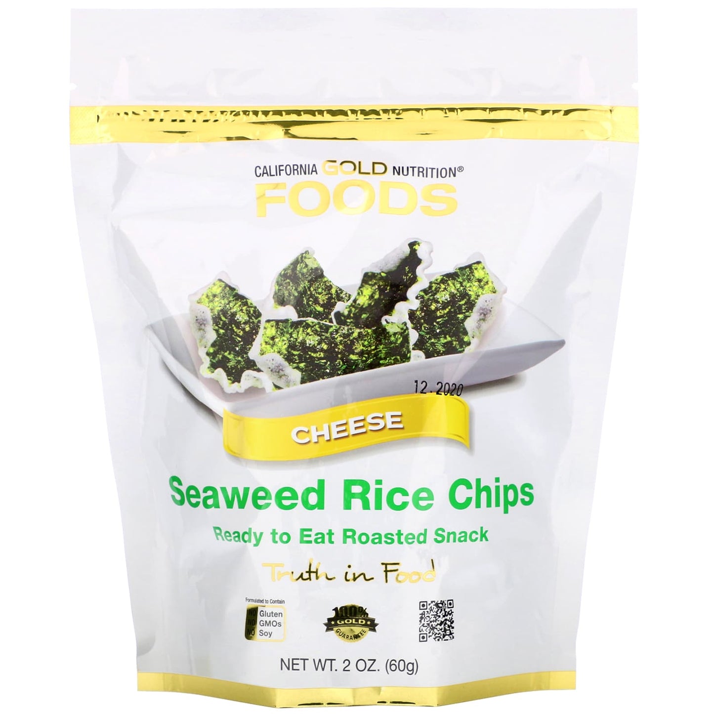 California Gold Nutrition-Seaweed Rice Chips-Cheese-2 oz (60 g)