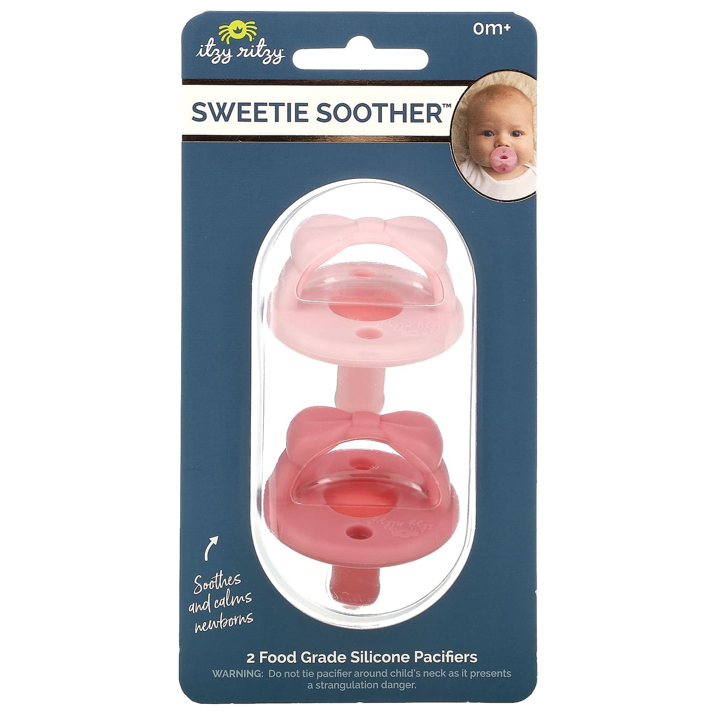 itzy ritzy-Sweetie Soother-Food Grade Silicone Pacifiers-0+ Months-Bow-2 Pacifiers