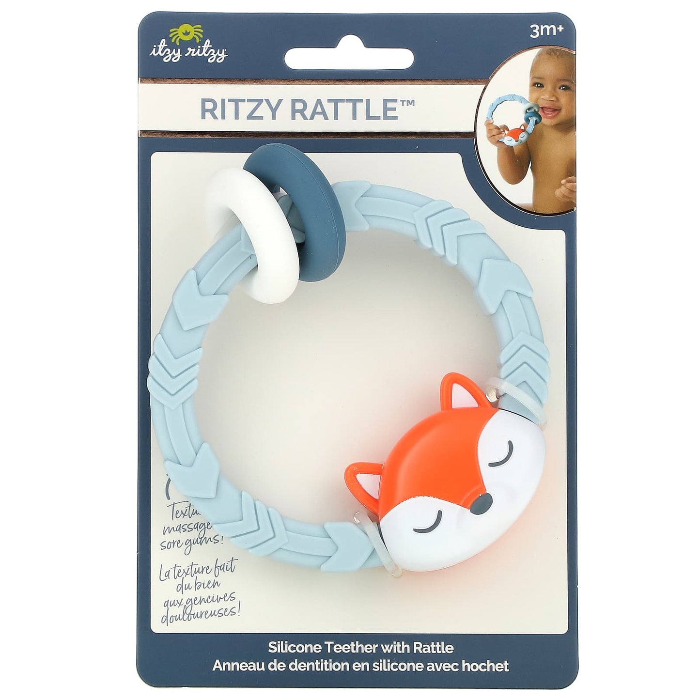 itzy ritzy-Ritzy Rattle-Silicone Teether with Rattle-3+ Months-Fox-1 Teether