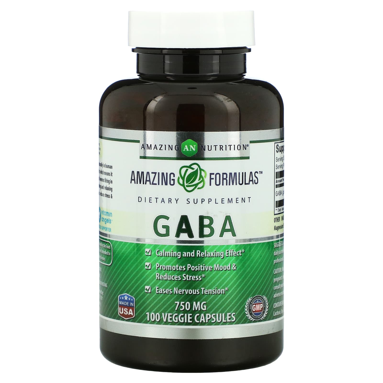 Amazing Nutrition-Gaba-750 mg-100 Veggie Capsules