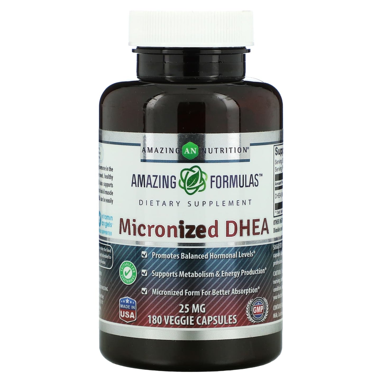 Amazing Nutrition-Micronized DHEA-25 mg-180 Veggie Capsules