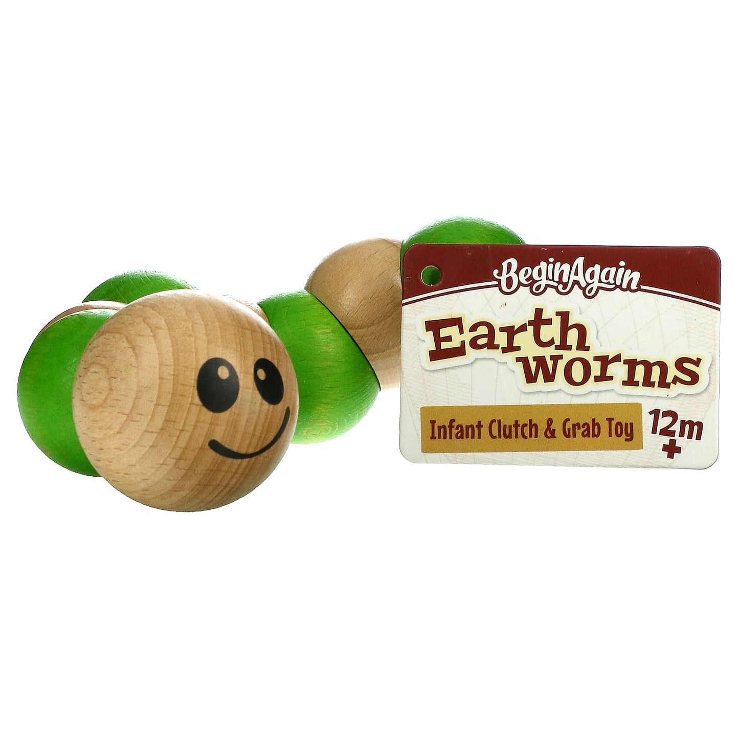 Begin Again Toys, Earth Worms, Infant Clutch & Grab Toy, 12+ Months, 1 Count