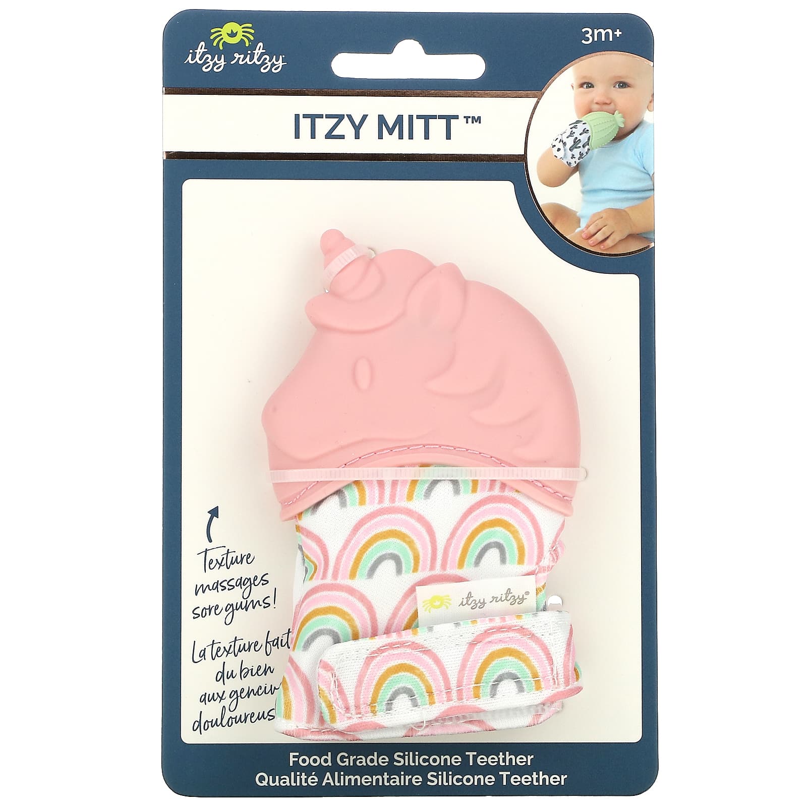 itzy ritzy-Itzy Mitt-Food Grade Silicone Teether-3+ Months-Light Pink Unicorn-1 Teether