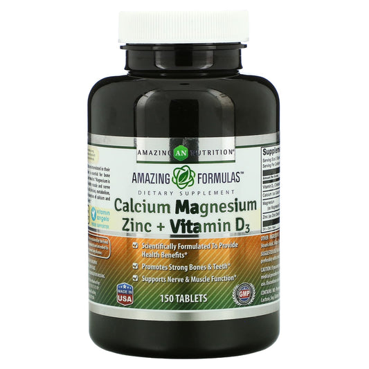 Amazing Nutrition-Calcium Magnesium Zinc + Vitamin D3-150 Tablets