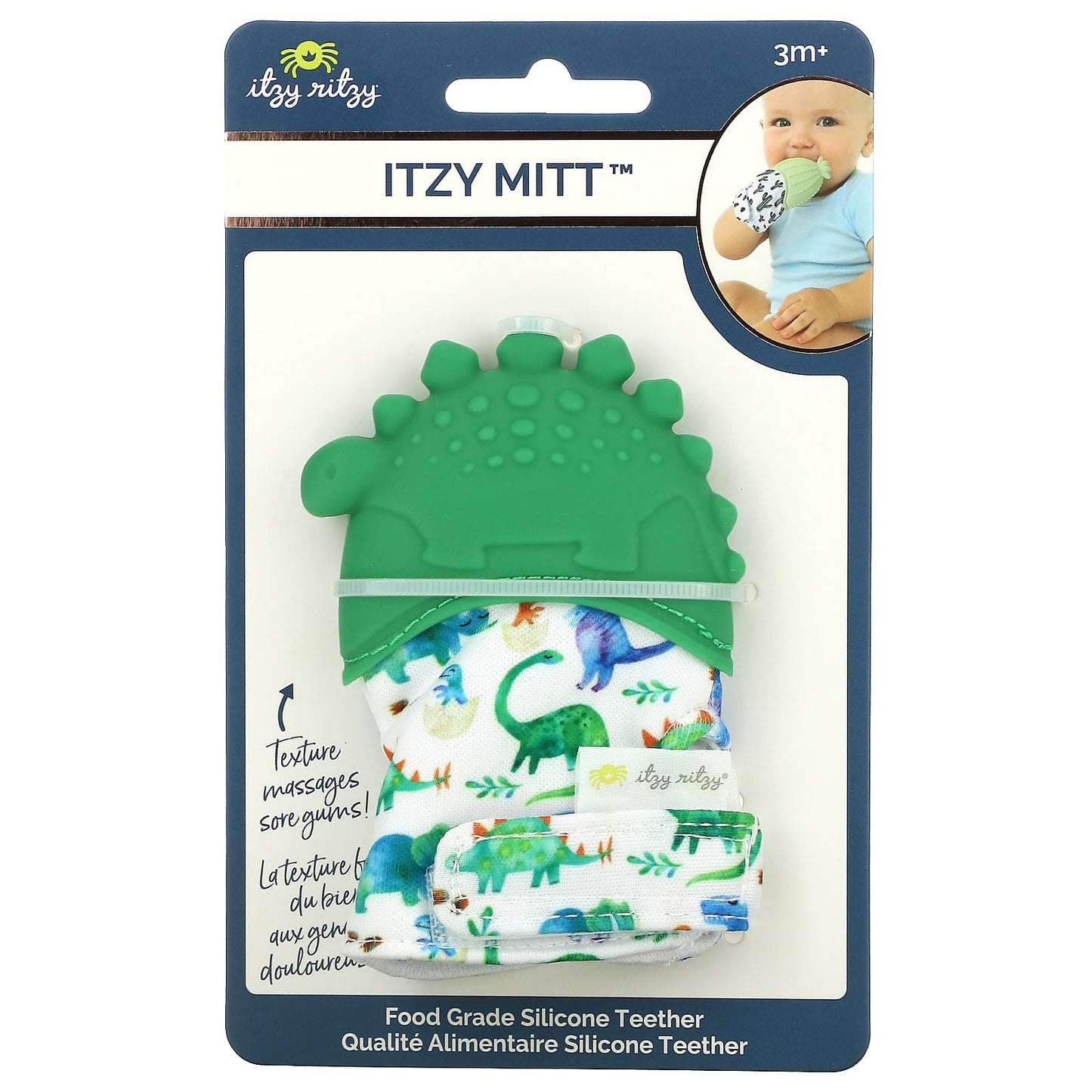 itzy ritzy-Itzy Mitt-Food Grade Silicone Teether-3+ Months-Dino-1 Teether