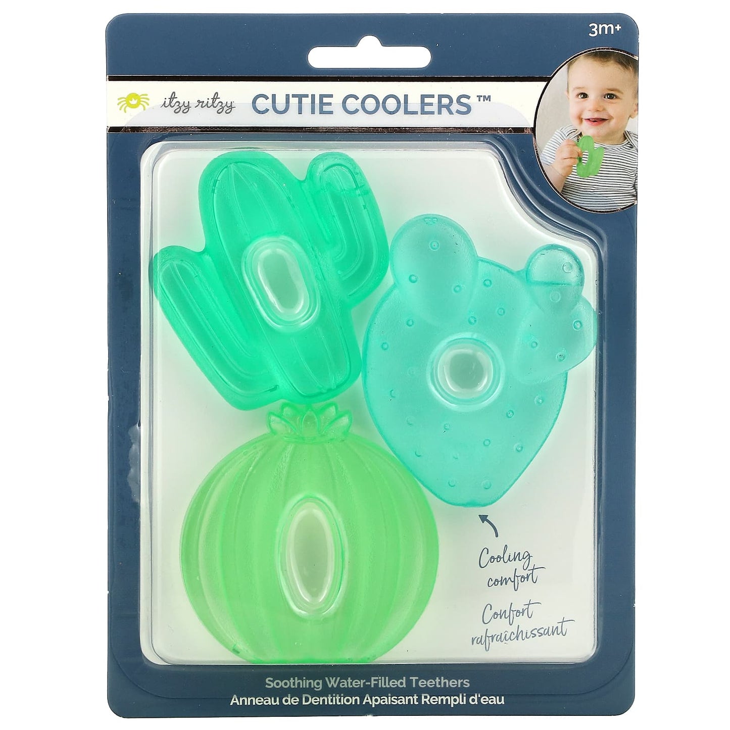 itzy ritzy-Cutie Coolers-Soothing Water-Filled Teethers-3+ Months-Cacti-3 Teethers