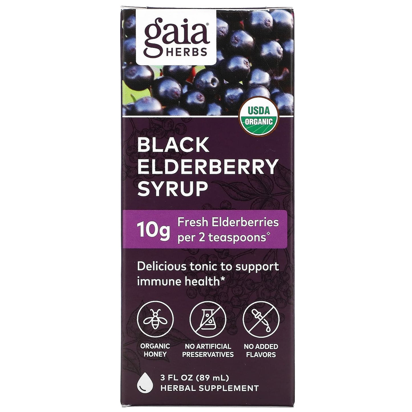 Gaia Herbs-Black Elderberry Syrup-3 fl oz ( 89 ml)