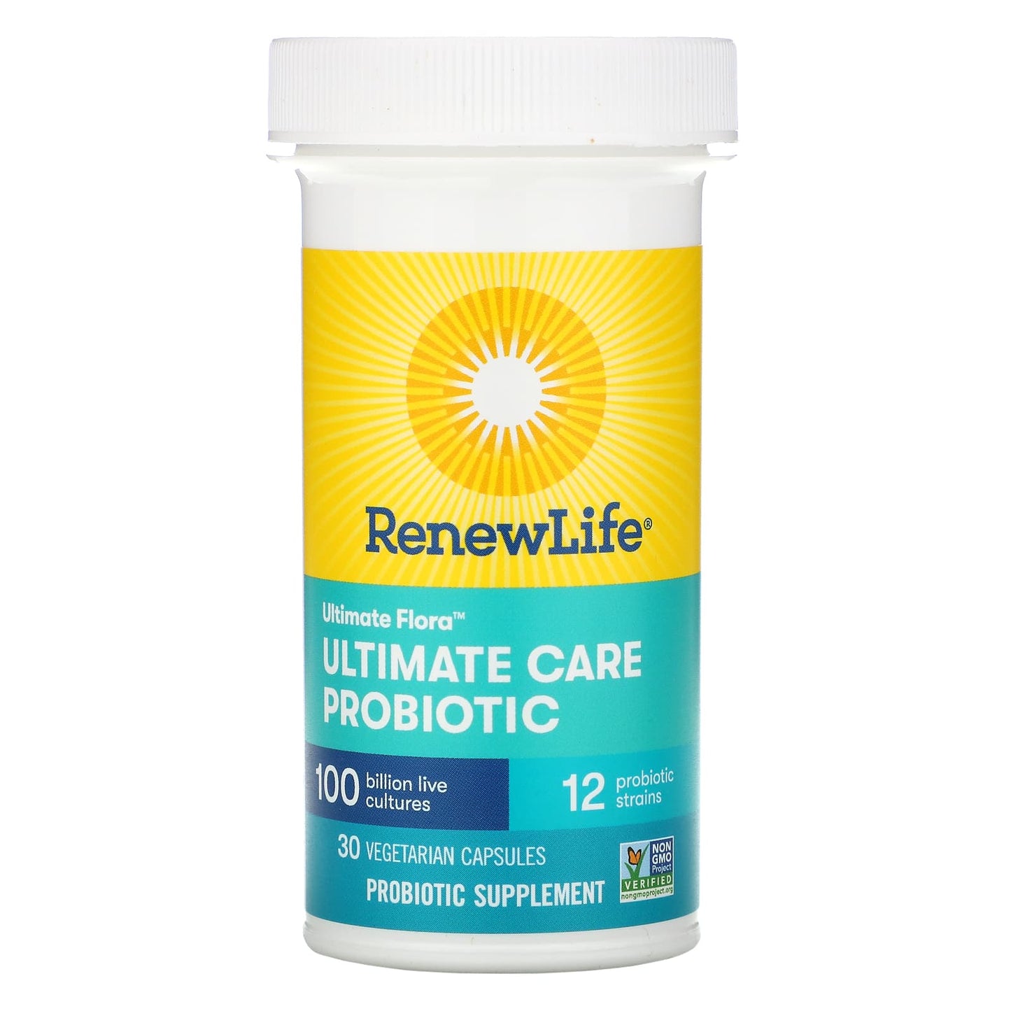 Renew Life, Ultimate Flora, Ultimate Care Probiotic, 100 Billion Live Cultures, 30 Vegetarian Capsules