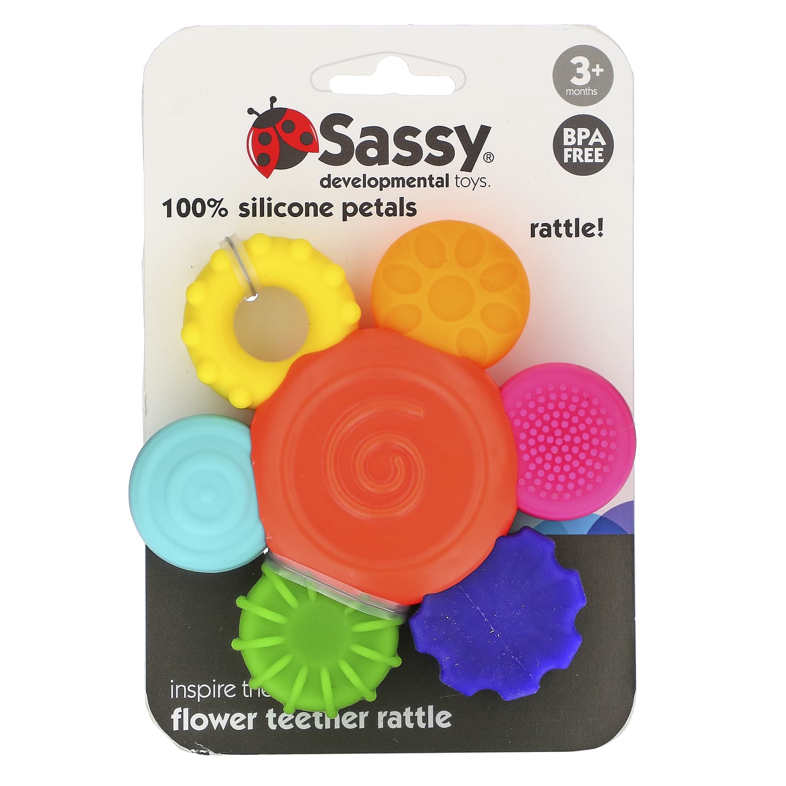 Sassy-Inspire The Senses-Flower Teether Rattle-3+ Months-1 Count