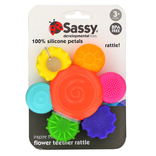 Sassy-Inspire The Senses-Flower Teether Rattle-3+ Months-1 Count