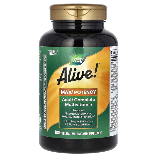 Nature's Way-Alive! Max3 Potency-Adult Complete Multivitamin-No Added Iron-180 Tablets