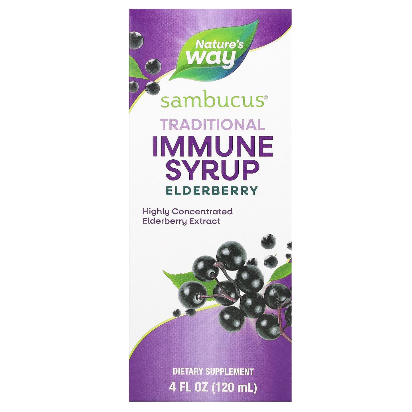 Nature's Way-Sambucus-Traditional Immune Syrup-Elderberry-4 fl oz (120 ml)