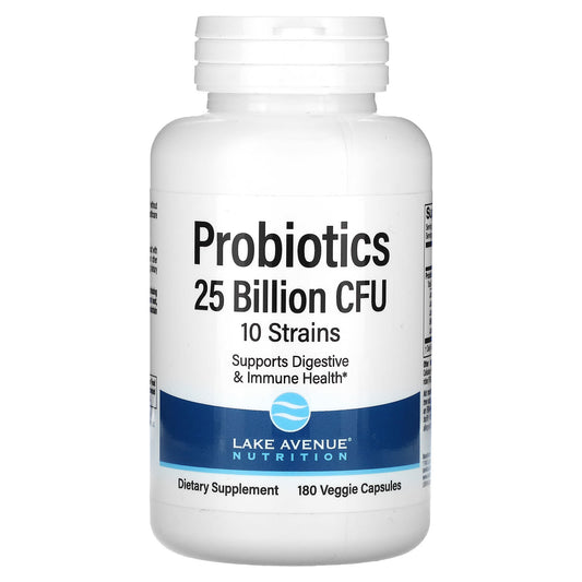 Lake Avenue Nutrition-Probiotics-10 Strain Blend-25 Billion CFU-180 Veggie Capsules