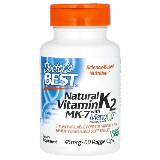 Doctor's Best-Natural Vitamin K2 MK-7 with MenaQ7-45 mcg-60 Veggie Caps