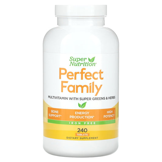 Super Nutrition-Perfect Family-Multivitamin with Super Greens & Herbs-Iron Free-240 Tablets