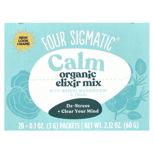 Four Sigmatic-Organic Elixir Mix with Reishi Mushroom & Tulsi-Calm-Caffeine Free-20 Packets-0.1 oz (3 g) Each