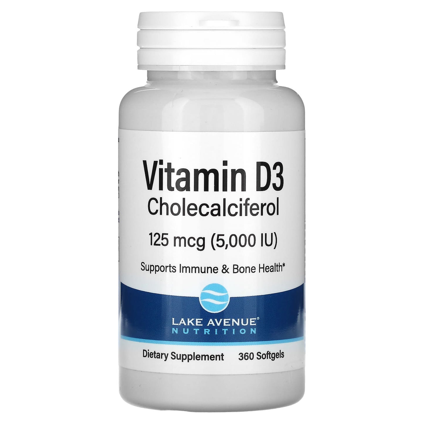 Lake Avenue Nutrition-Vitamin D3-125 mcg (5,000 IU)-360 Softgels