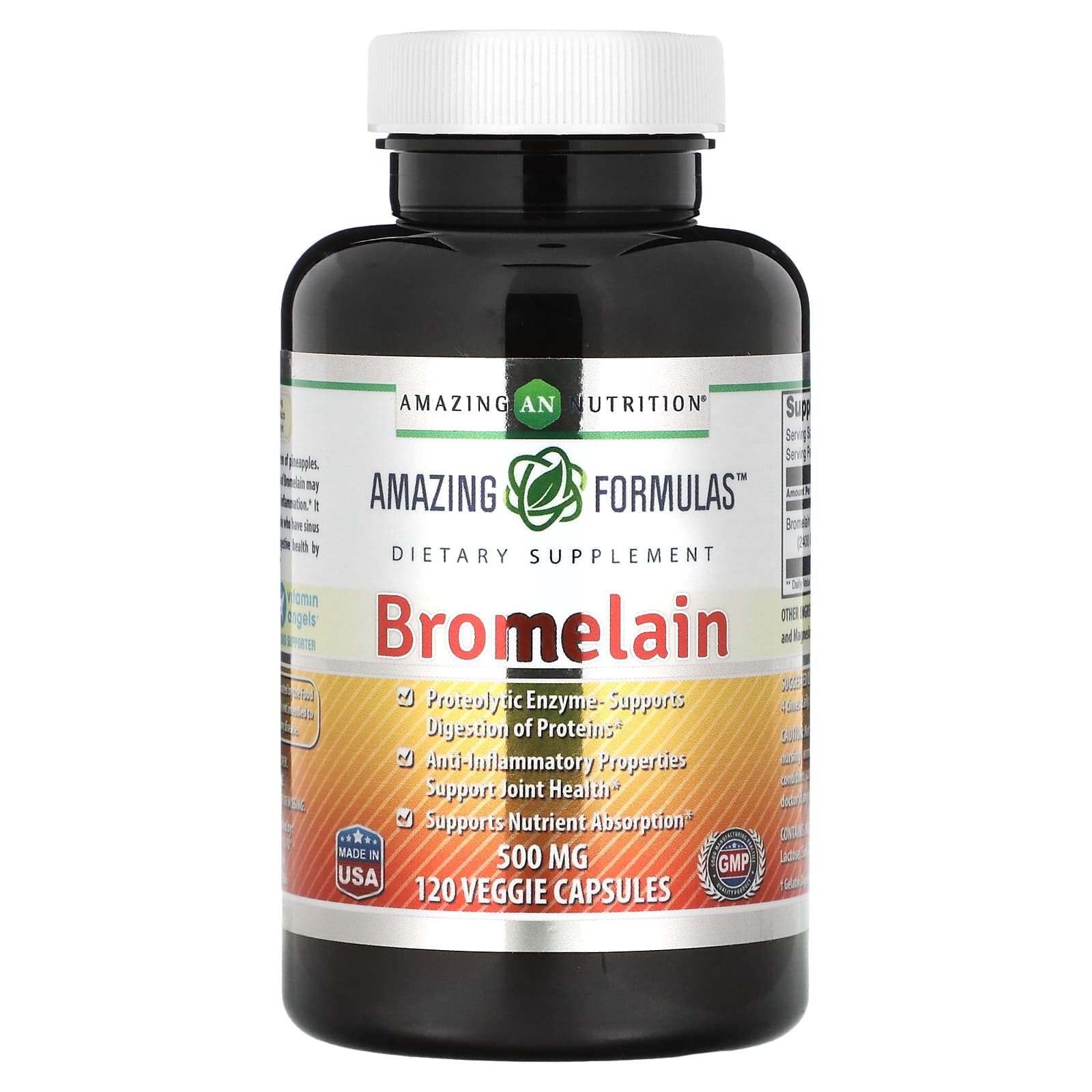 Amazing Nutrition-Bromelain-500 mg-120 Veggie Capsules