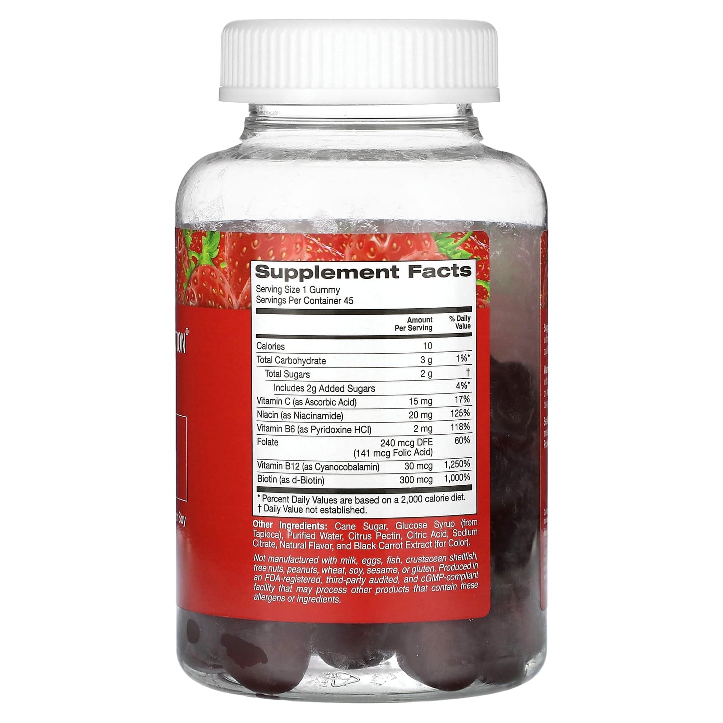 California Gold Nutrition, B Complex Gummies, No Gelatin, Natural Strawberry Flavor, 45 Gummies