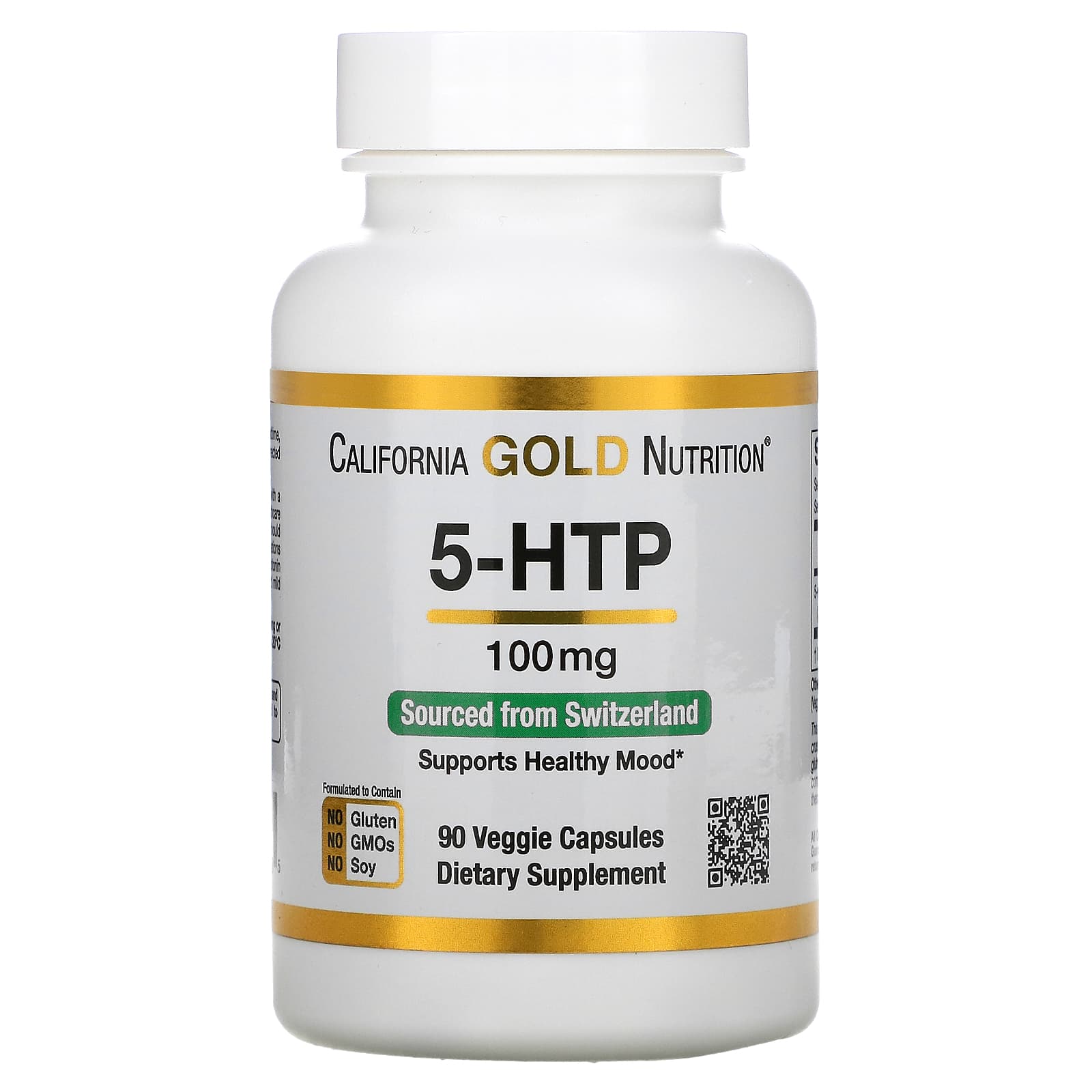 California Gold Nutrition-5-HTP-Mood Support-Griffonia Simplicifolia Extract from Switzerland-100 mg-90 Veggie Capsules