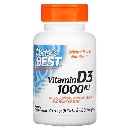 Doctor's Best-Vitamin D3-25 mcg (1,000 IU)-180 Softgels