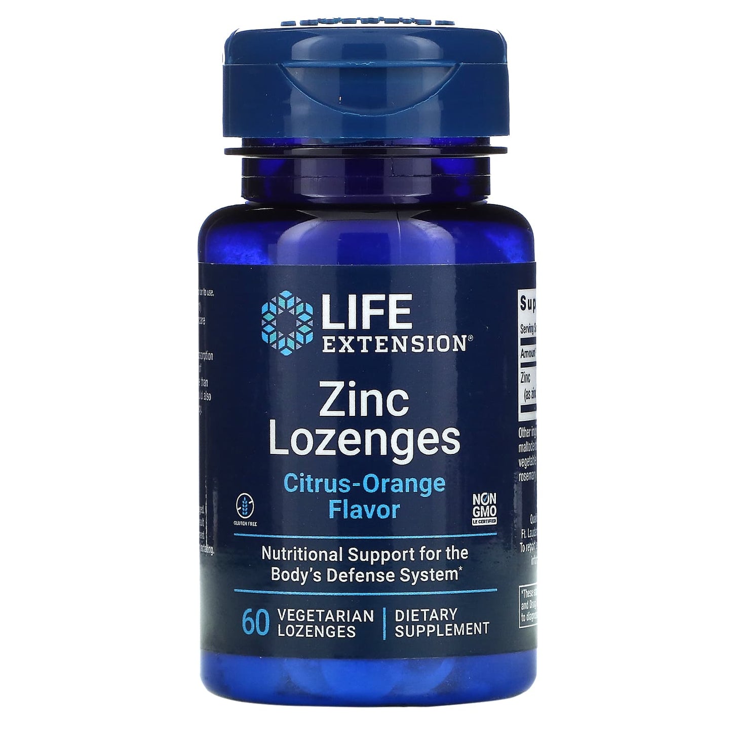 Life Extension-Zinc Lozenges-Citrus-Orange-60 Vegetarian Lozenges