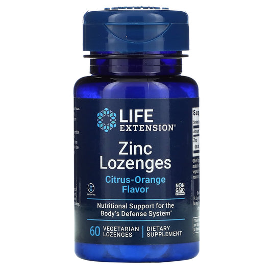 Life Extension-Zinc Lozenges-Citrus-Orange-60 Vegetarian Lozenges