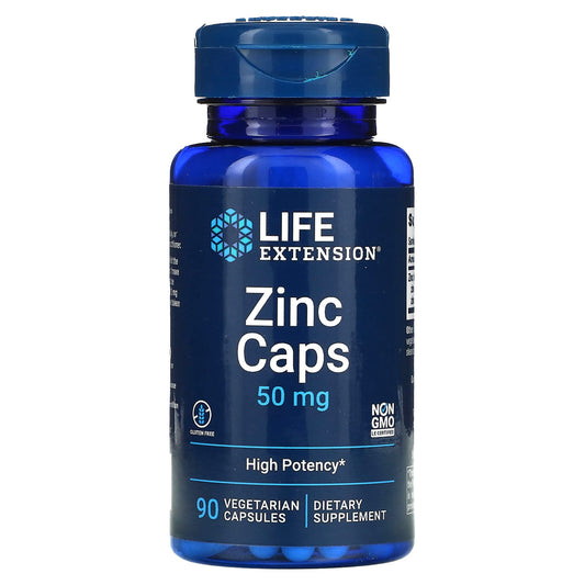 Life Extension-Zinc Caps-High Potency-50 mg-90 Vegetarian Capsules