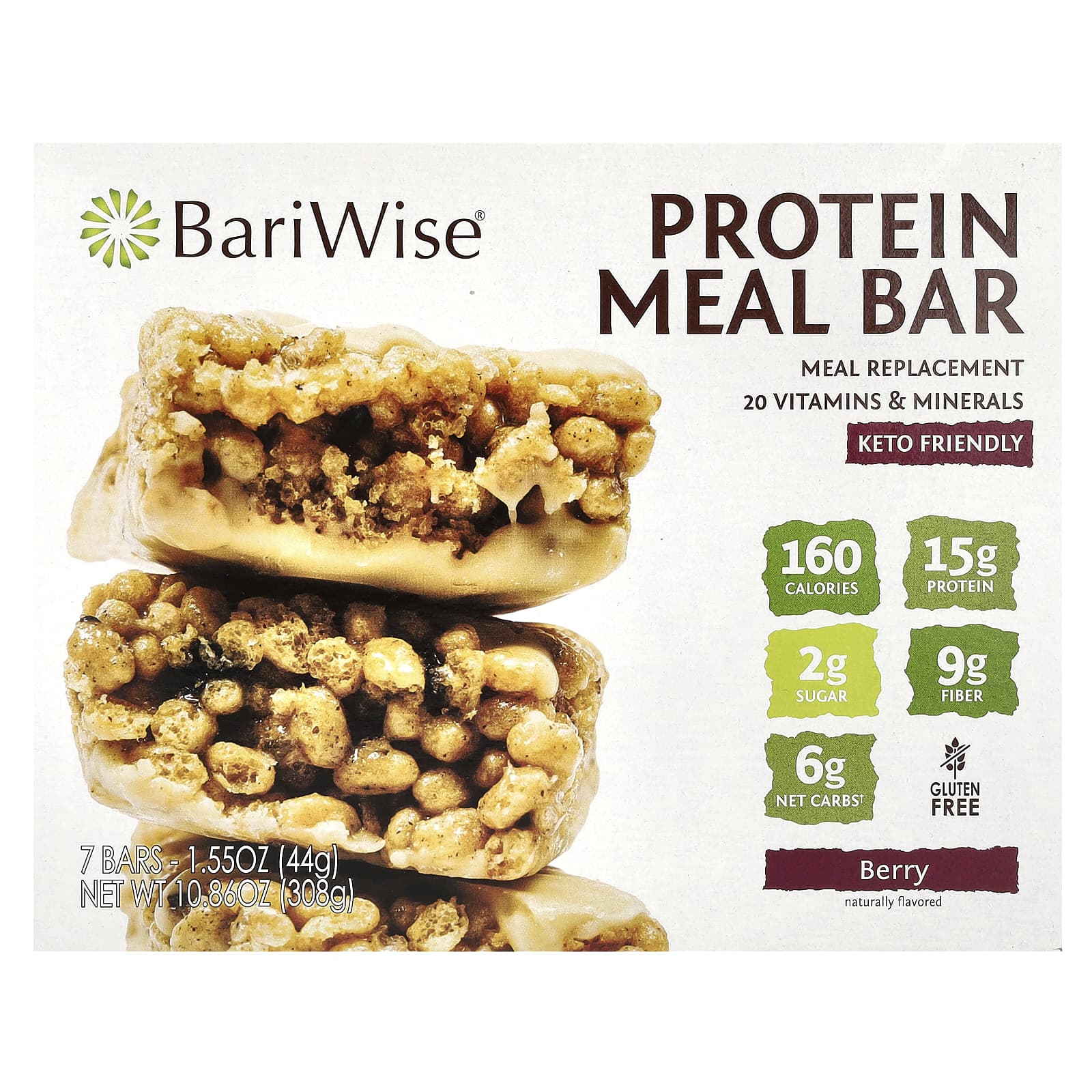 BariWise-Protein Meal Bar-Berry-7 Bars-1.55 oz (44 g) Each