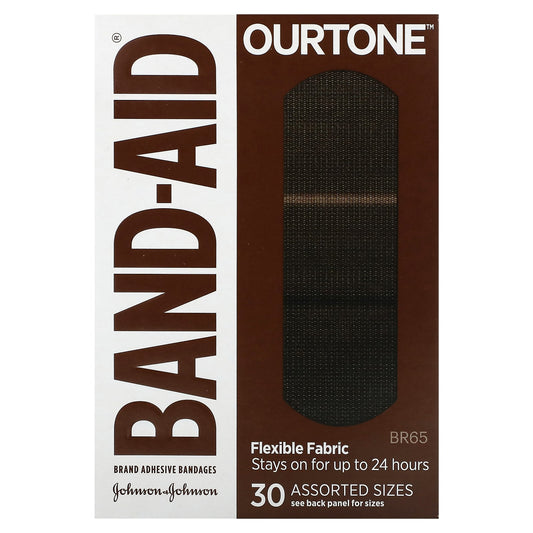 Band Aid-Adhesive Bandages-Ourtone-Flexible Fabric-BR65-30 Assorted Sizes