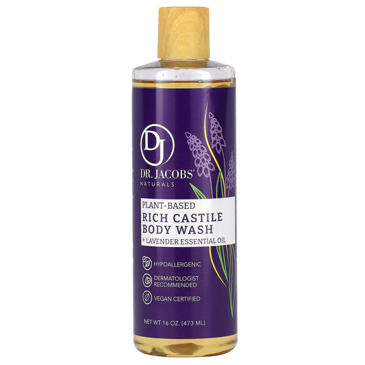 Dr. Jacobs Naturals-Plant-Based Rich Castile Body Wash-Lavender Essential Oil-16 oz (473 ml)