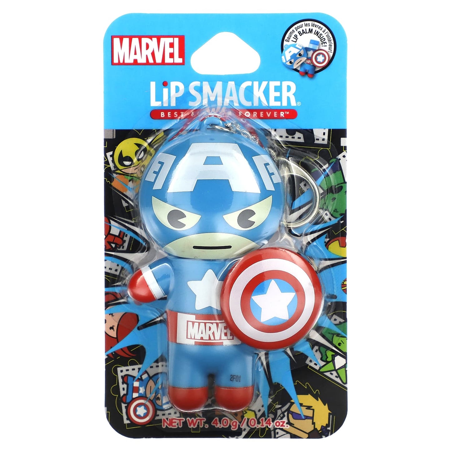 Lip Smacker, Marvel, Lip Balm, Captain America, Red, White & Blue-Berry, 0.14 oz (4 g)