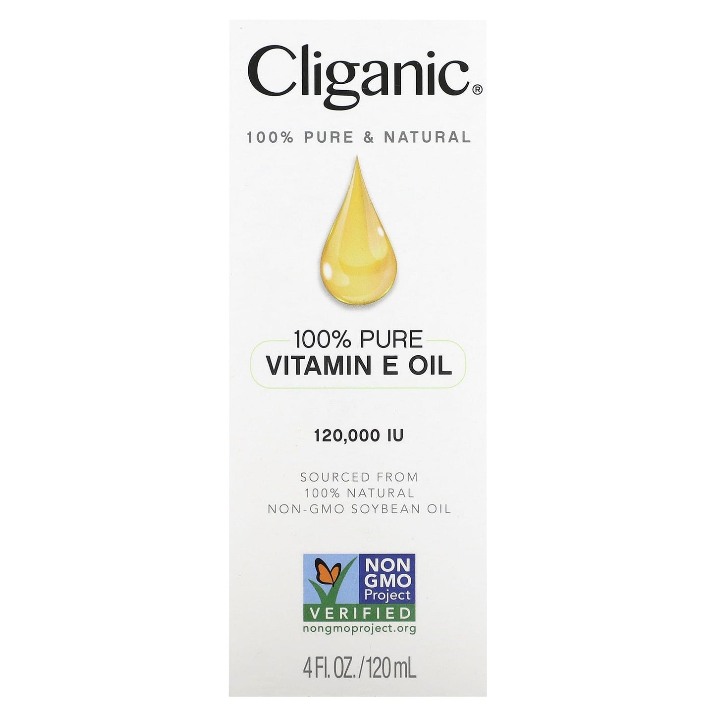 Cliganic, 100% Pure & Natural, Vitamin E Oil, 120,000 IU, 4 fl oz (120 ml)