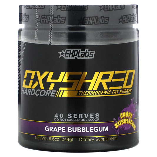 EHPlabs-OxyShred Hardcore-Thermogenic Fat Burner-Grape Bubblegum-8.6 oz (244 g)