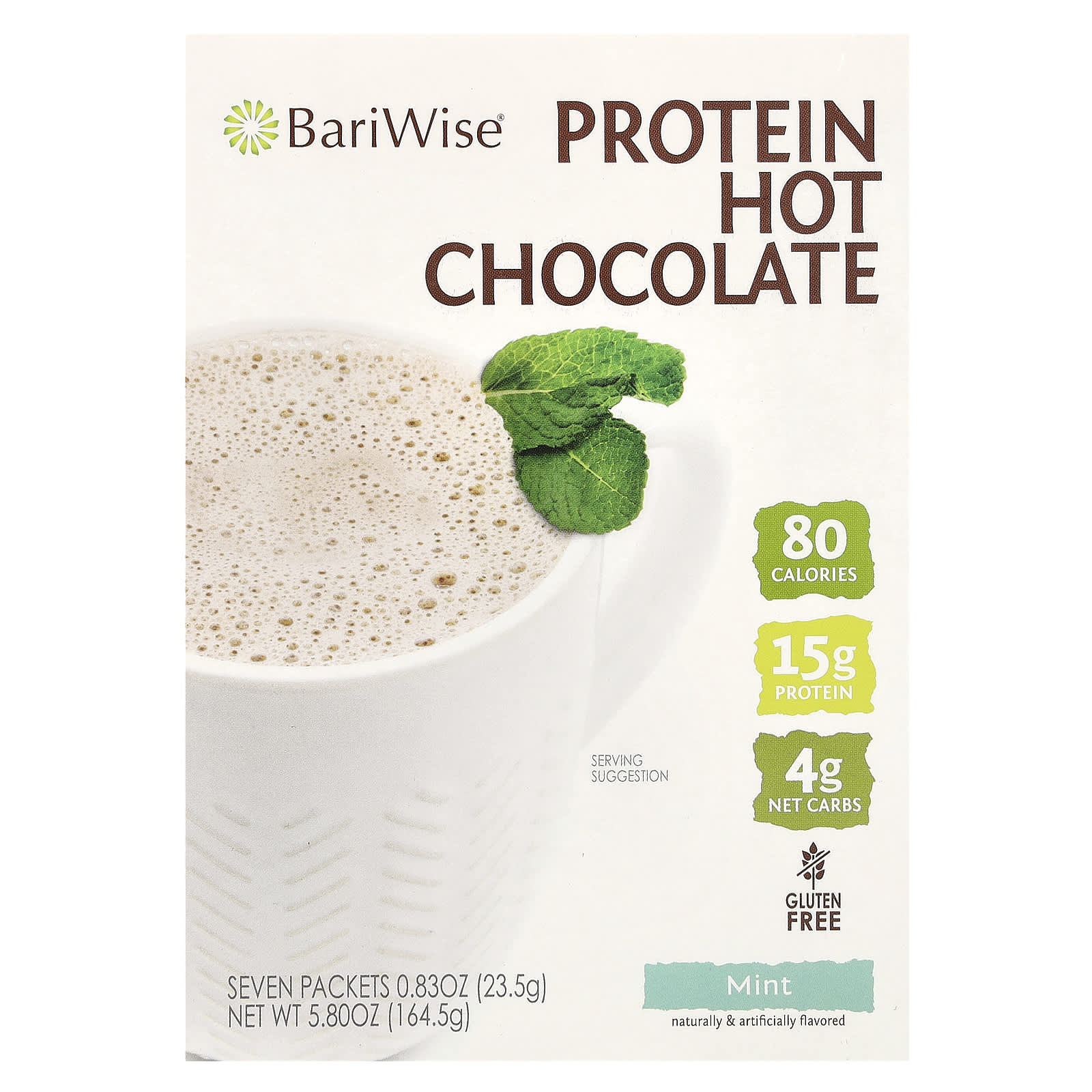 BariWise-Protein Hot Chocolate-Mint-7 Packets-0.83 oz (23.5 g) Each