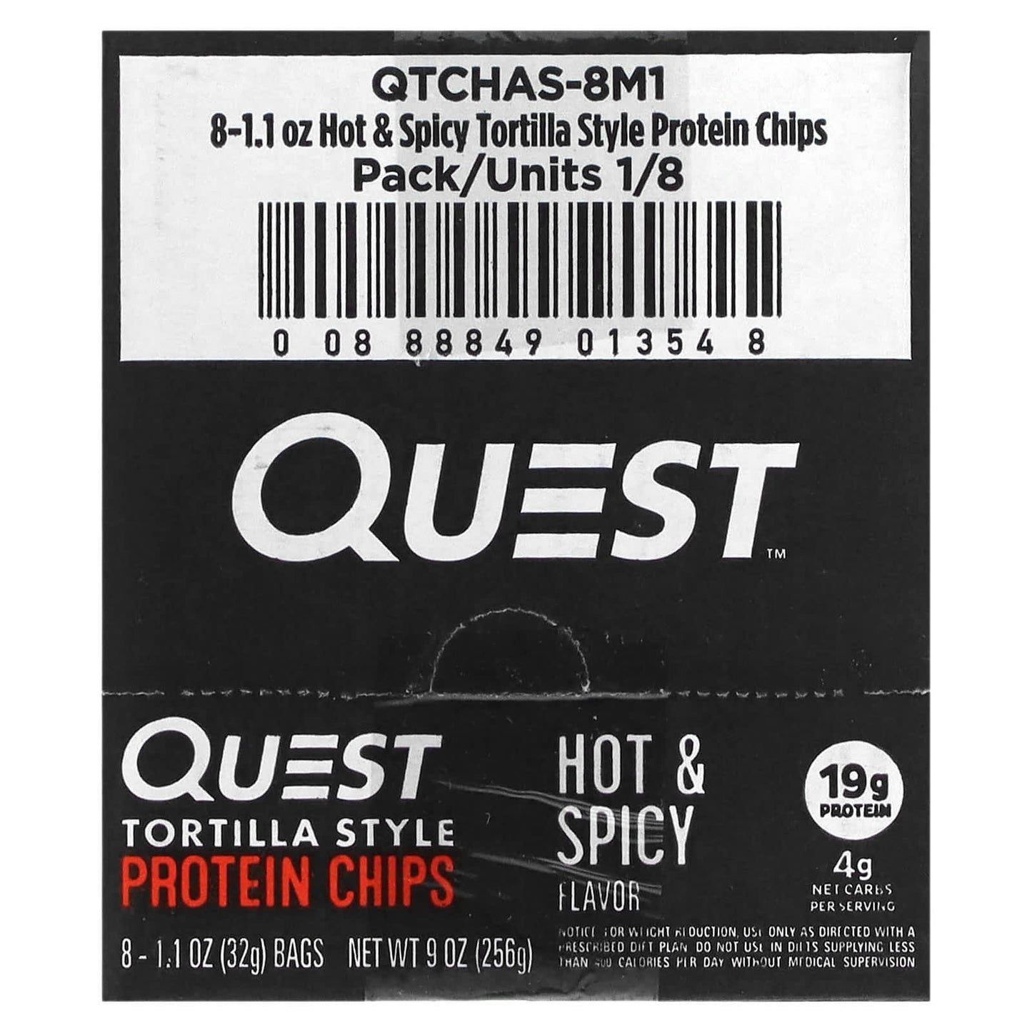 Quest Nutrition, Tortilla Style Protein Chips, Hot & Spicy, 8 Bags, 1.1 oz (32 g) Each