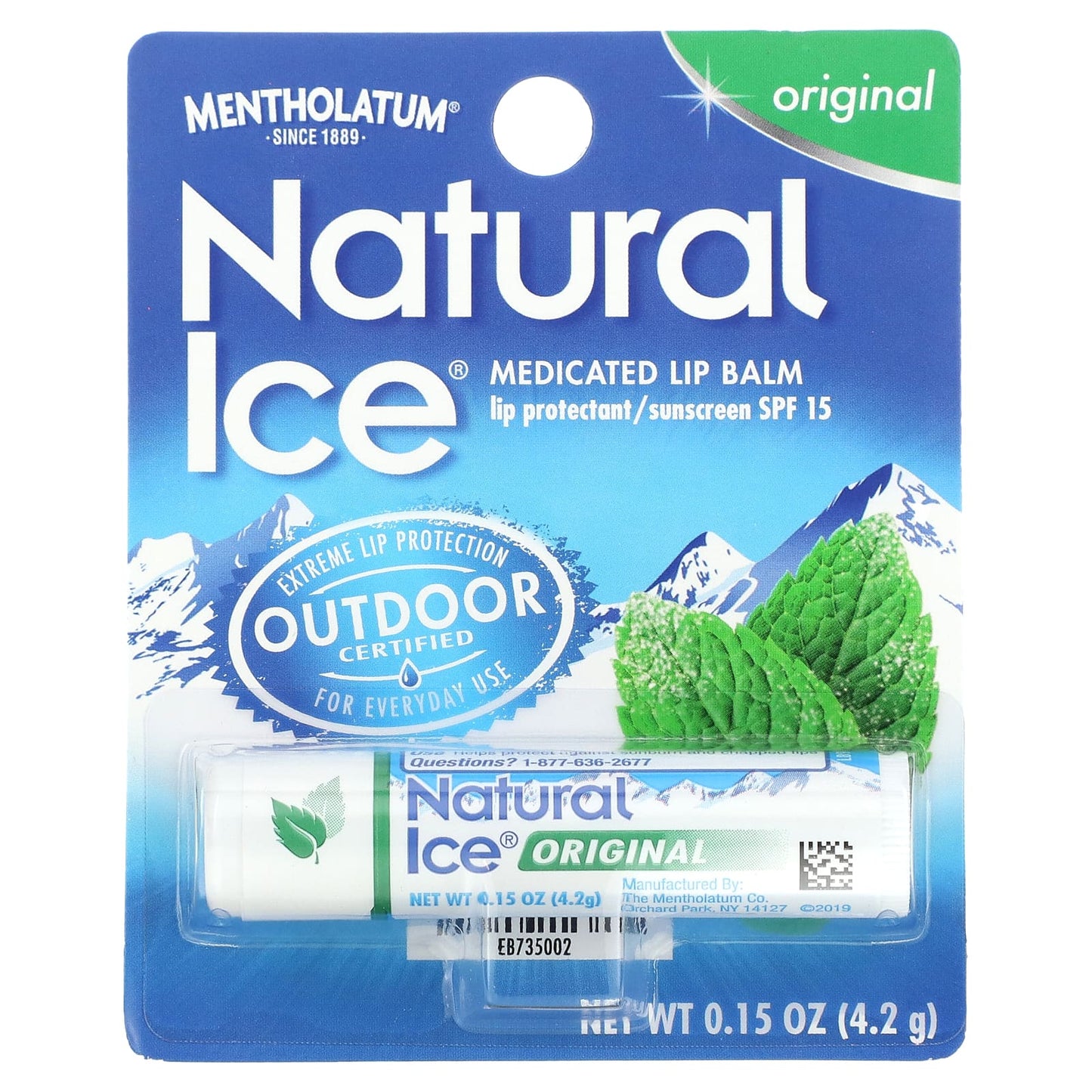 Mentholatum, Natural Ice, Medicated Lip Balm, SPF 15, 0.15 oz (4.2 g)