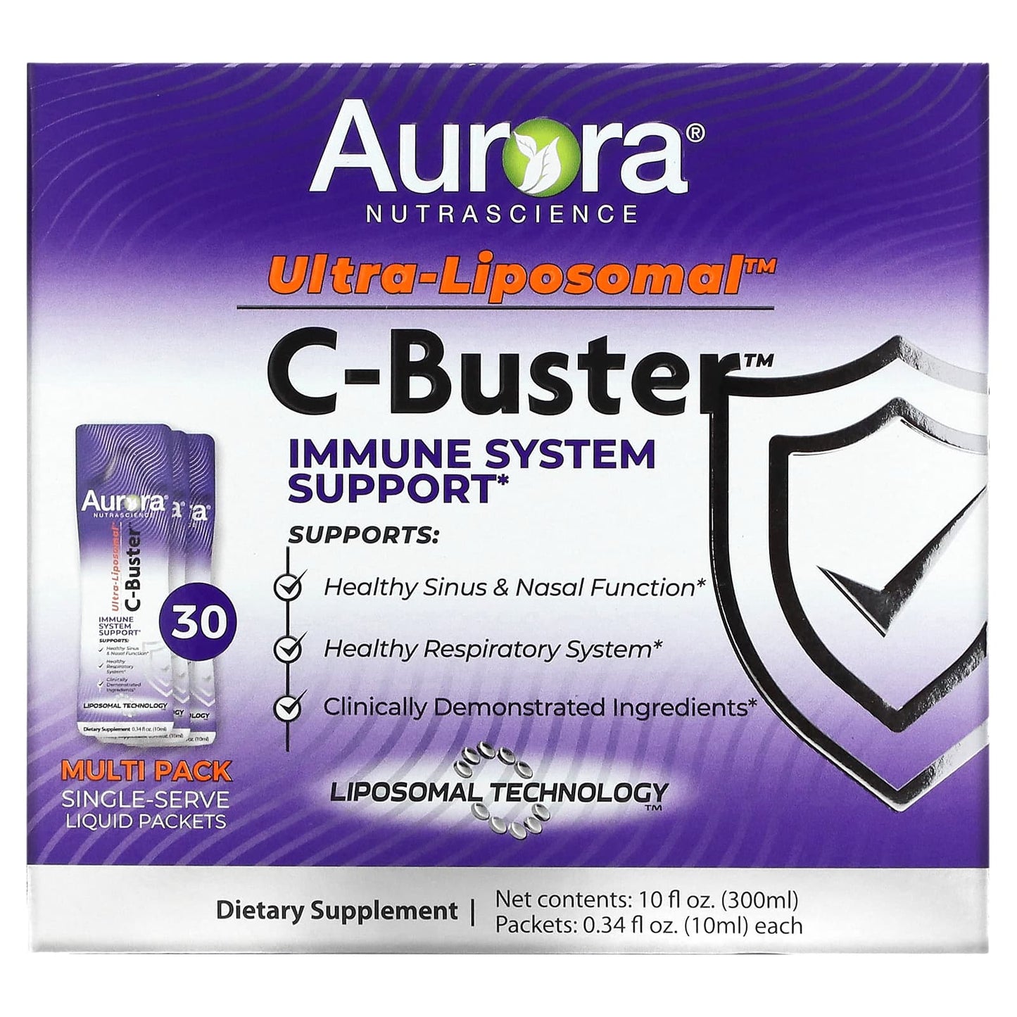 Aurora Nutrascience-Ultra-Liposomal-C-Buster-30 Packets-0.34 fl oz (10 ml) Each