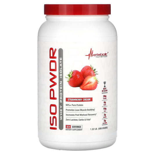 Metabolic Nutrition-ISOpwdr-Whey Protein Isolate-Strawberry Cream-1.52 lbs (690 g)