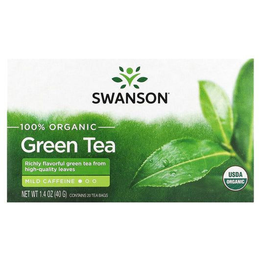 Swanson-100% Organic Green Tea-20 Tea Bags-1.4 oz (40 g)