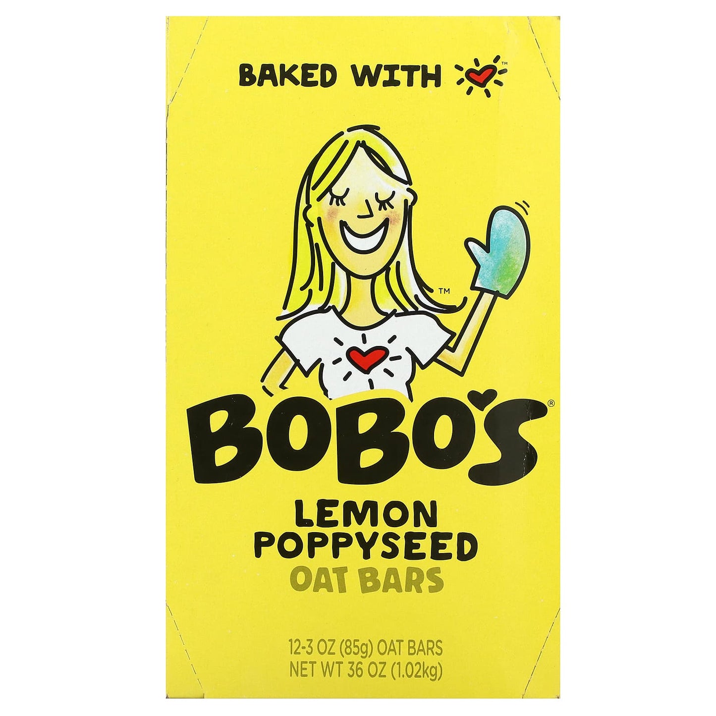 Bobo's Oat Bars-Lemon Poppyseed Oat Bars-12 Bars-3 oz (85 g) Each