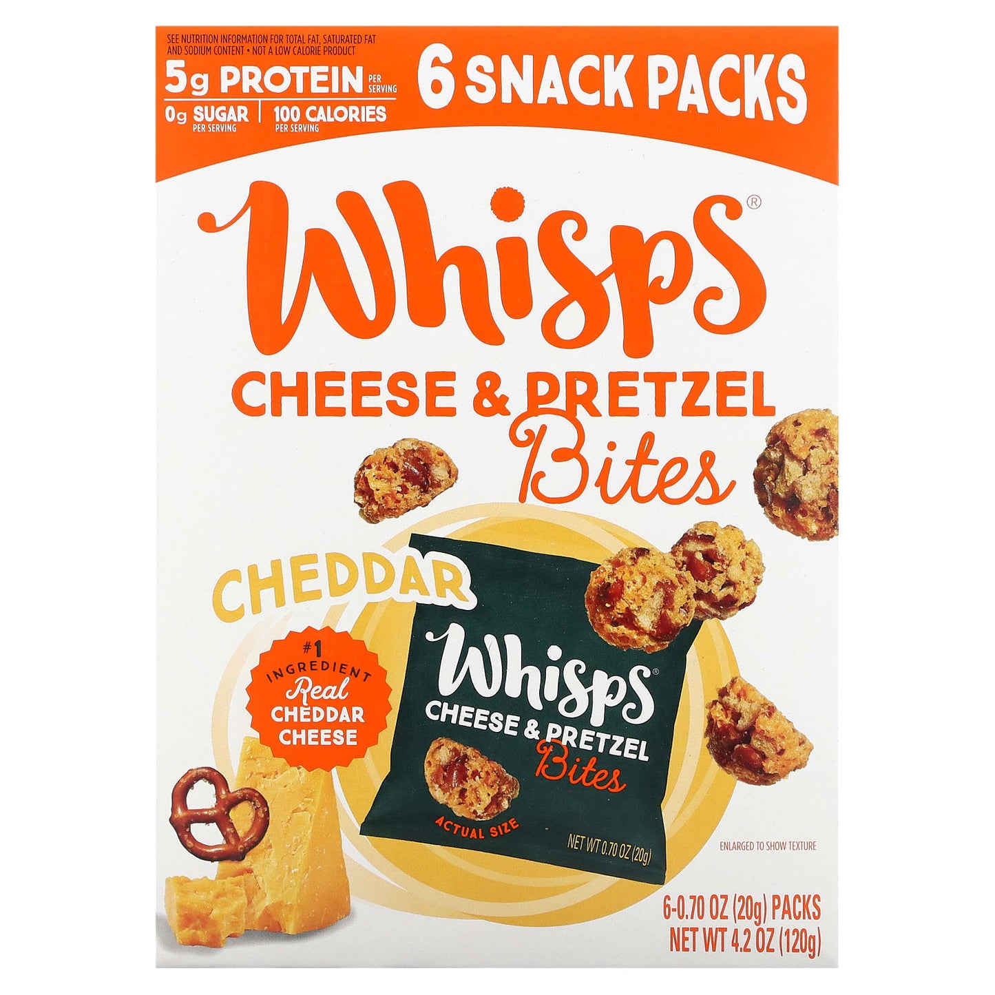 Whisps-Cheese & Pretezel Bites-Cheddar-6 Packs-0.70 oz (20 g) Each