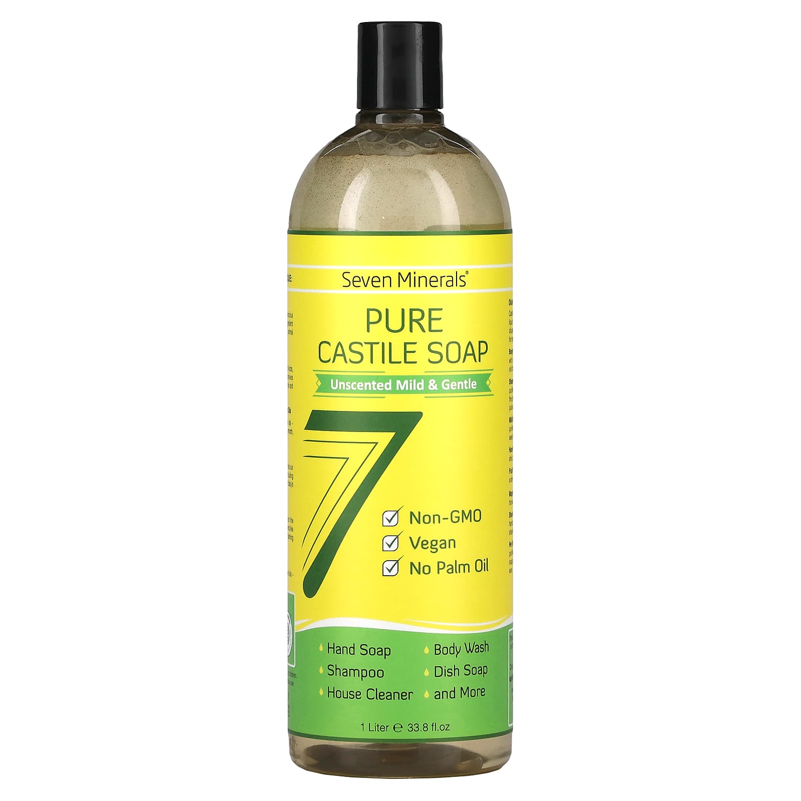 Seven Minerals-Pure Castile Soap-Unscented-33.8 fl oz (1 l)