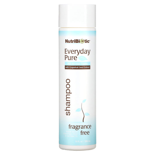 NutriBiotic-Everyday Pure Shampoo-For All Hair Types-Fragrance Free-10 fl oz (296 ml)