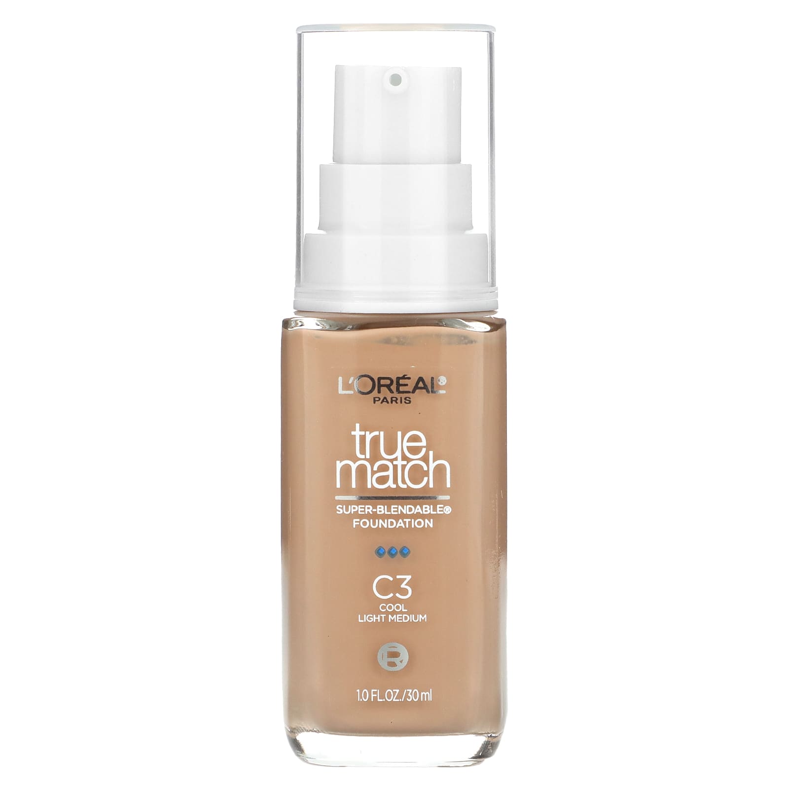 L'Oréal-True Match-Super-Blendable Foundation-C3  Light Medium-1 fl oz (30 ml)