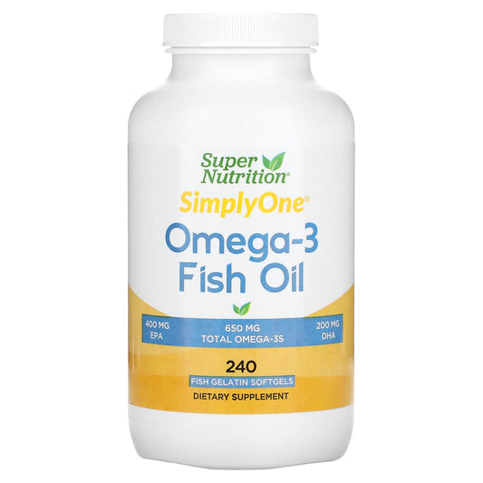 Super Nutrition-Omega-3 Fish Oil-650 mg-240 Fish Softgels (650 mg per Softgel)