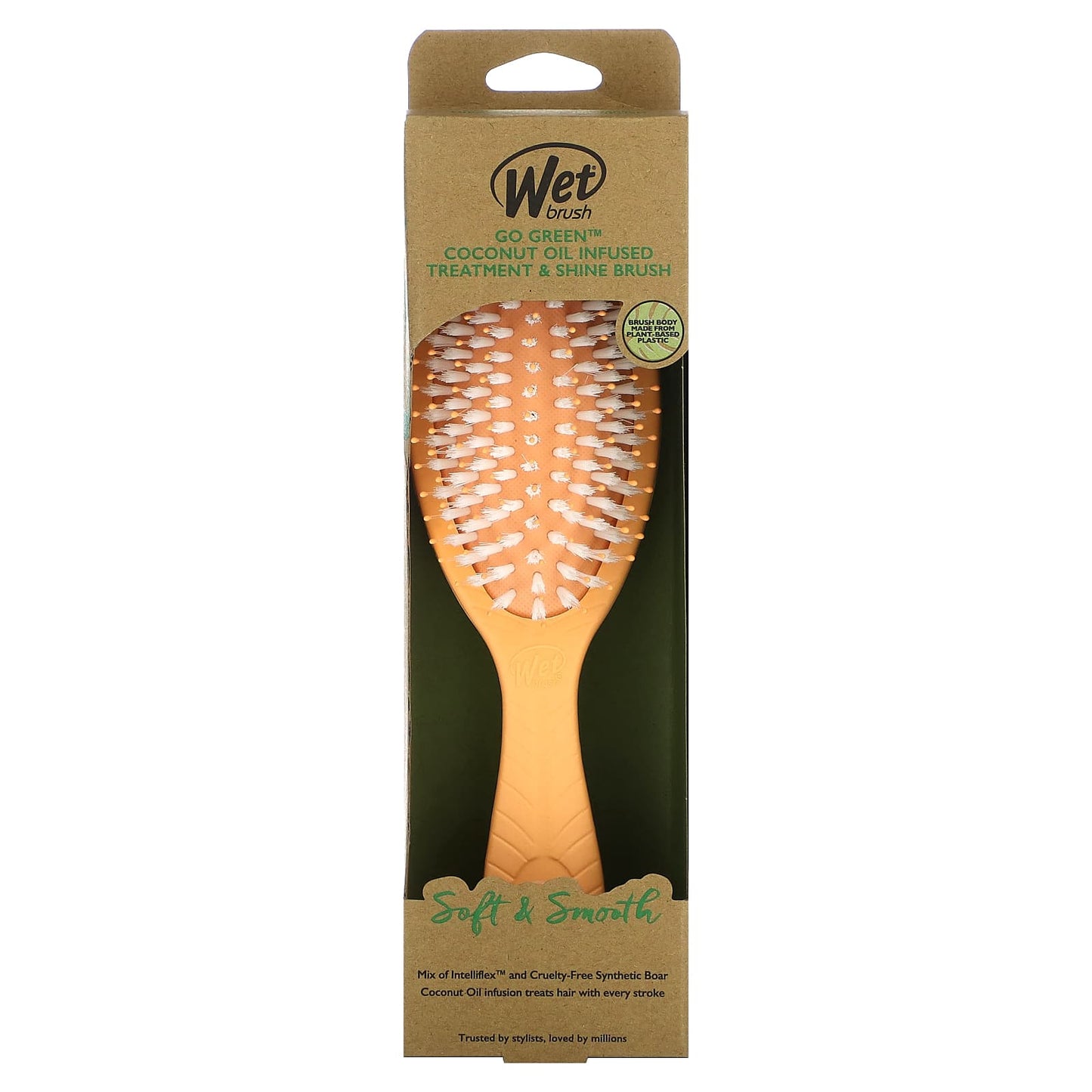 Wet Brush, Go Green Coconut Oil Infused Treatment & Shine Brush, Orange, 1 Brush